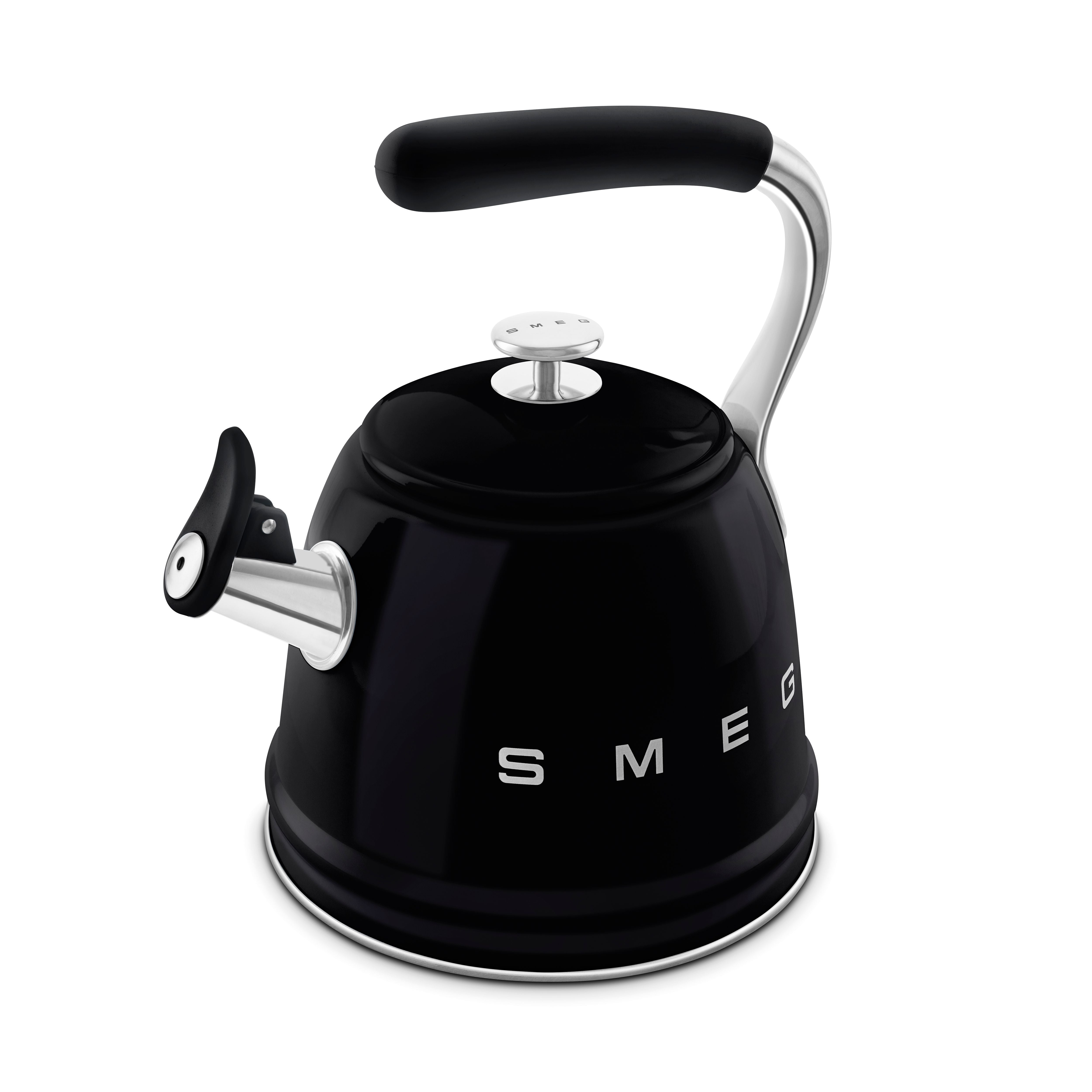 Smeg 50s Retro Style Stovetop Whistling Kettle 2.3L All Hobs Black WKF01BL