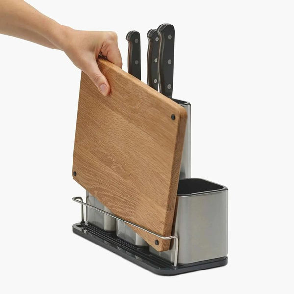 Joseph Joseph Counterstore 100 Collection Kitchen Organizer with Oak Chopping Board