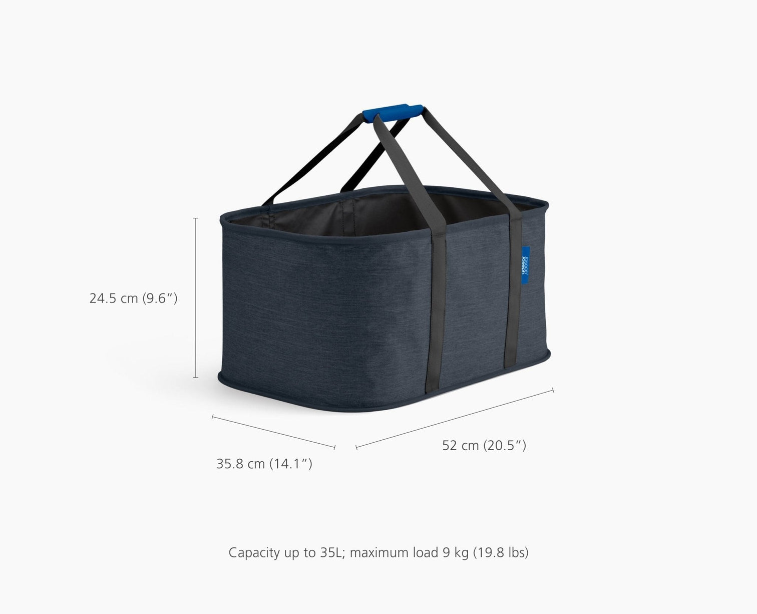 Joseph Joseph Hold All Black Collapsible 35L Laundry Basket Handles