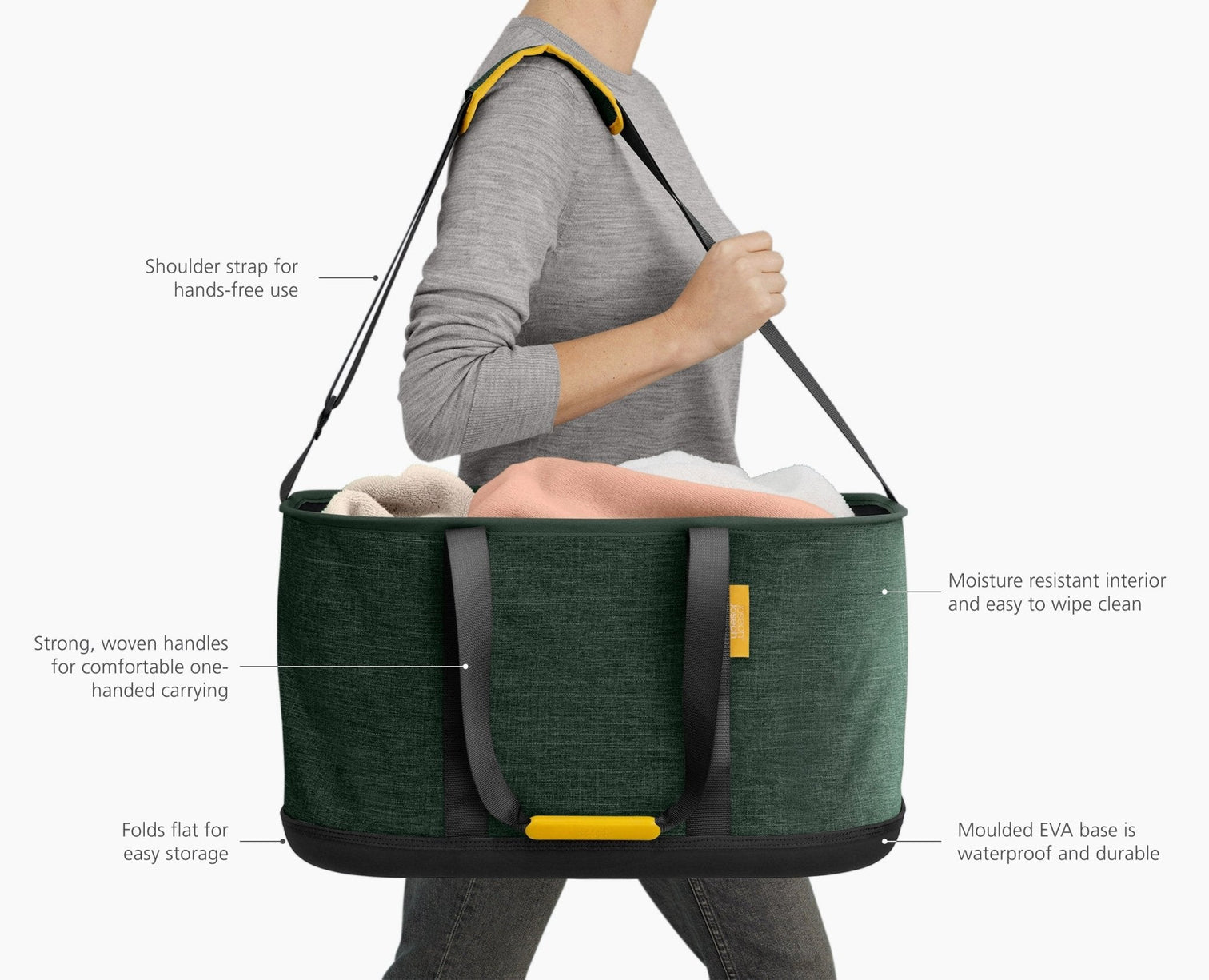 Joseph Joseph Hold All Outdoor Green Collapsible 45L Laundry Basket