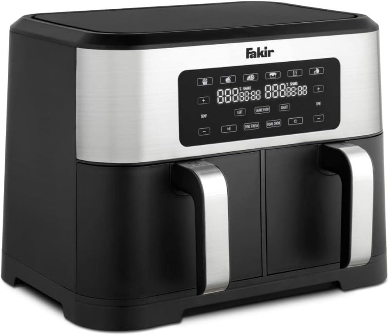 Fakir Chefry Premium Duo - 2800 Watt Hot Air Fryer, Airfryer with Two Chambers for Separate or Parallel Use