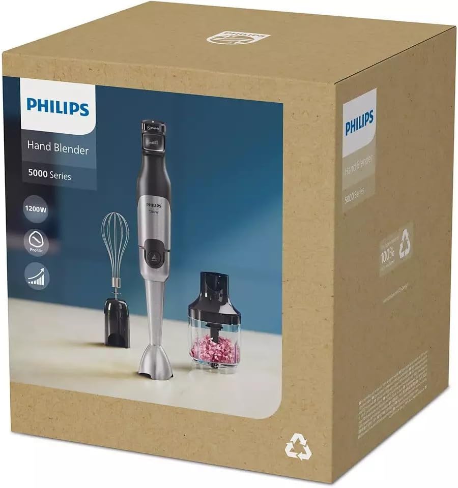 Philips HR2683/00 5000 Series Hand Blender – 1200W, Chopper & Whisk