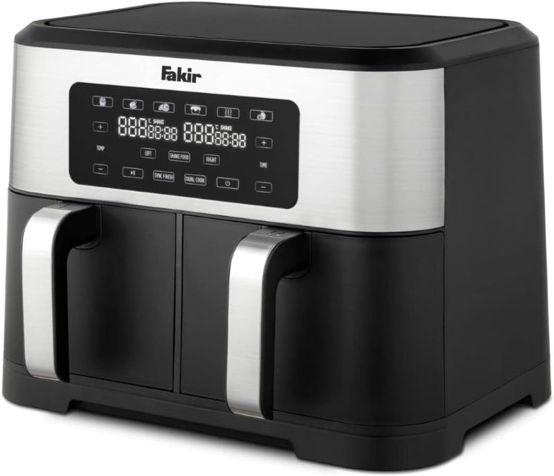 Fakir Chefry Premium Duo - 2800 Watt Hot Air Fryer, Airfryer with Two Chambers for Separate or Parallel Use