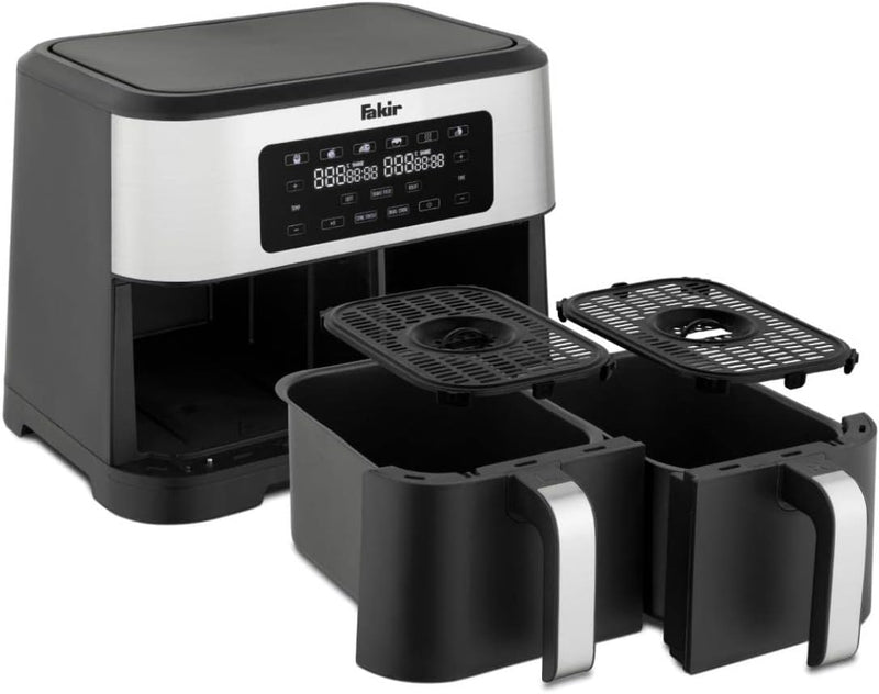 Fakir Chefry Premium Duo - 2800 Watt Hot Air Fryer, Airfryer with Two Chambers for Separate or Parallel Use