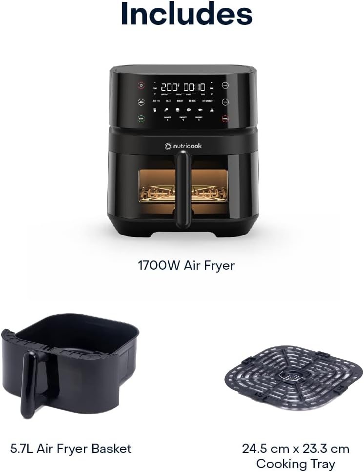 Nutricook Air Fryer 3 Vision with Clear Window and Internal Light , 5.7L 1700w