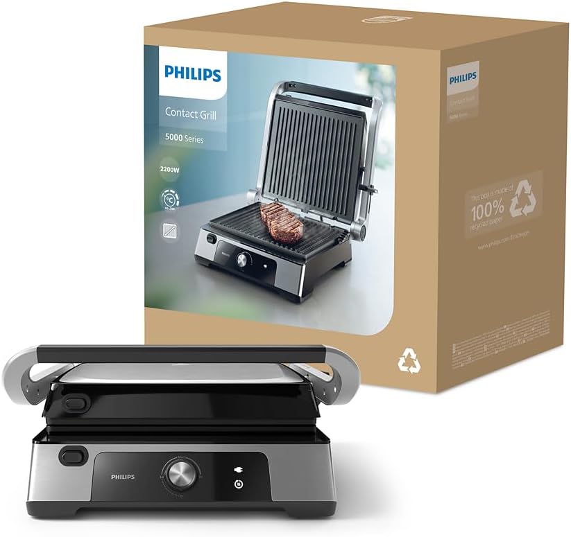 Philips HD6301/90 5000 Series Contact Grill – 2200W, Adjustable Height