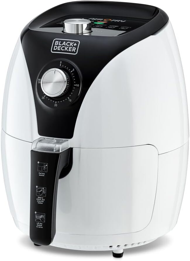 Black & Decker Black+Decker 2.5L 1500W Manual Air Fryer White/Black