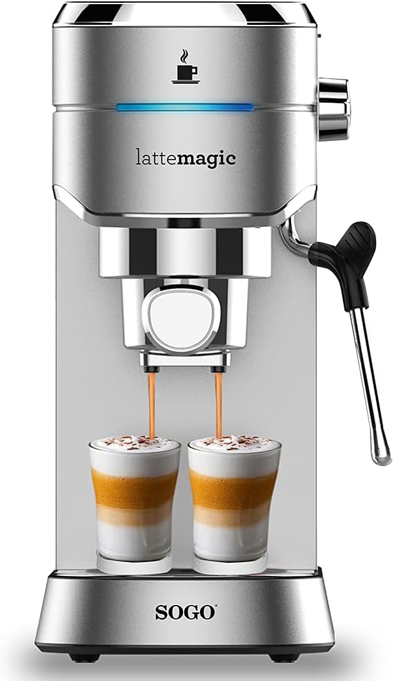 SOGO Espresso Coffee Machine, Stainless Steel, 15 Bar, Container 1450