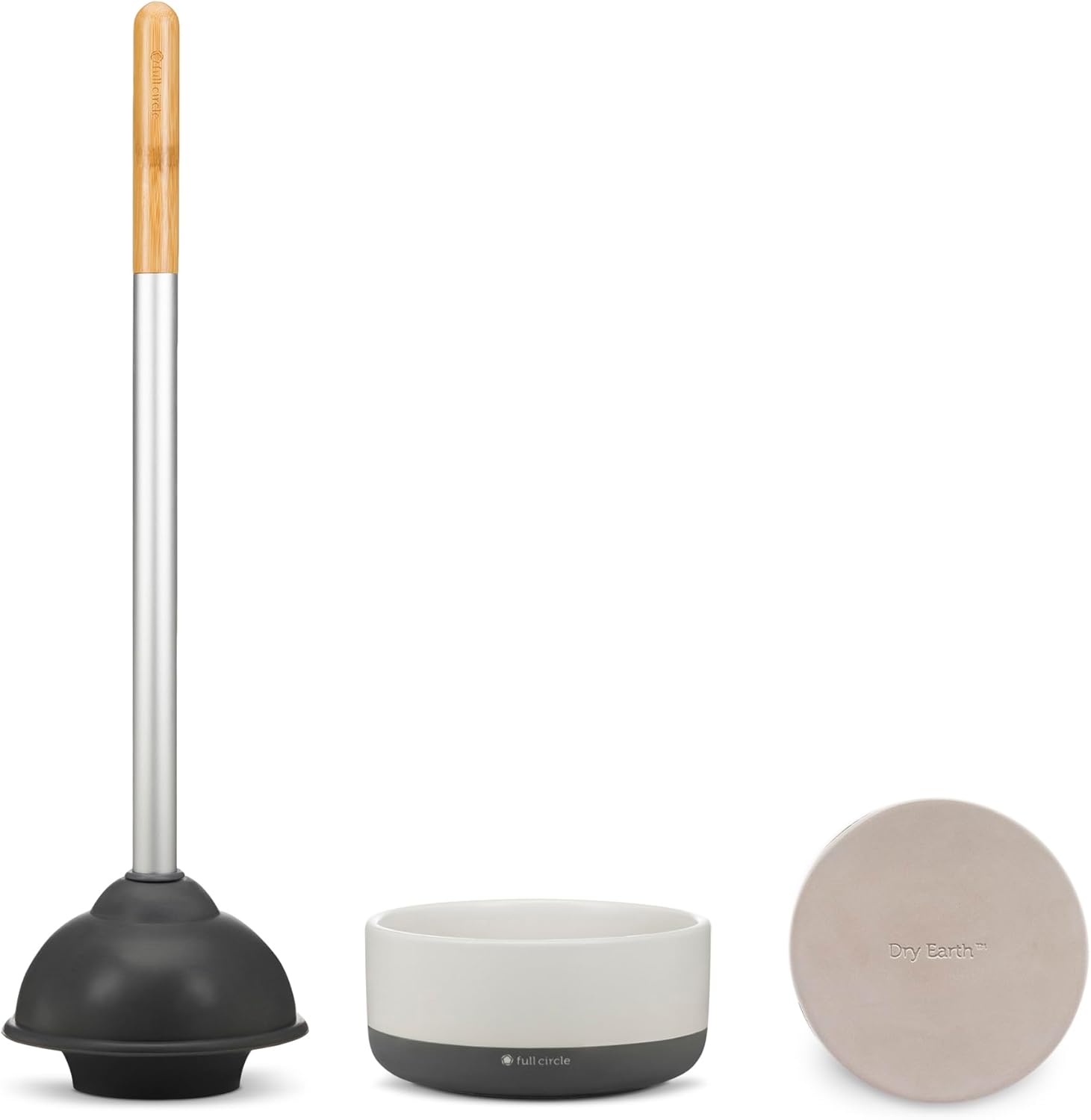 Full Circle Royal Plunge Toilet Plunger with Ceramic Holder & Diatomac