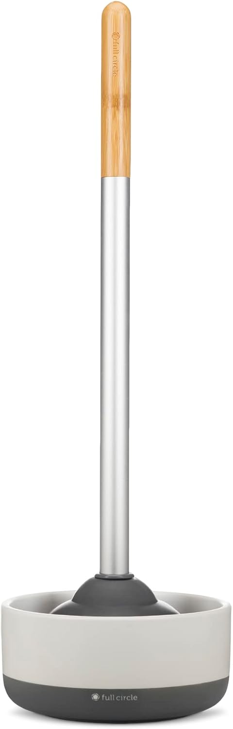 Full Circle Royal Plunge Toilet Plunger with Ceramic Holder & Diatomac