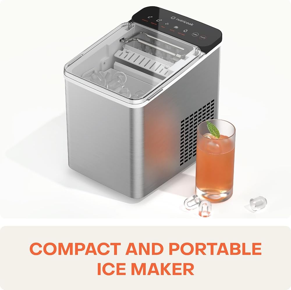 NutriCook Ice Maker  Rapid 7-Minute Production Self-Cleaning White