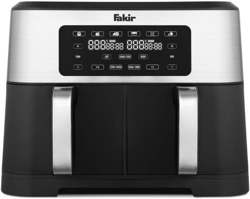 Fakir Chefry Premium Duo - 2800 Watt Hot Air Fryer, Airfryer with Two Chambers for Separate or Parallel Use