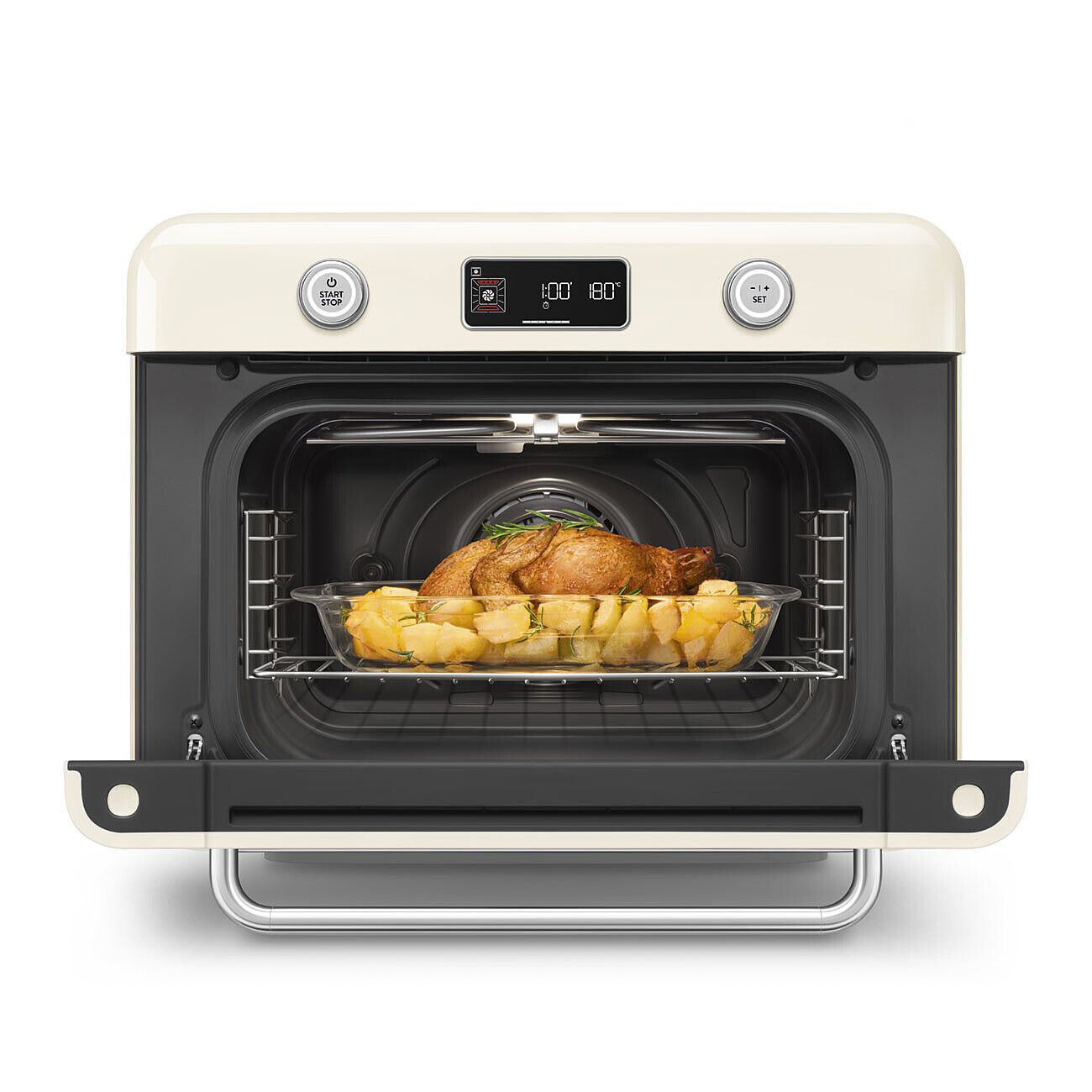 Smeg Countertop Combi Air Fry Steam Oven 10-in-1 Retro Cream 1800W COF01CREU