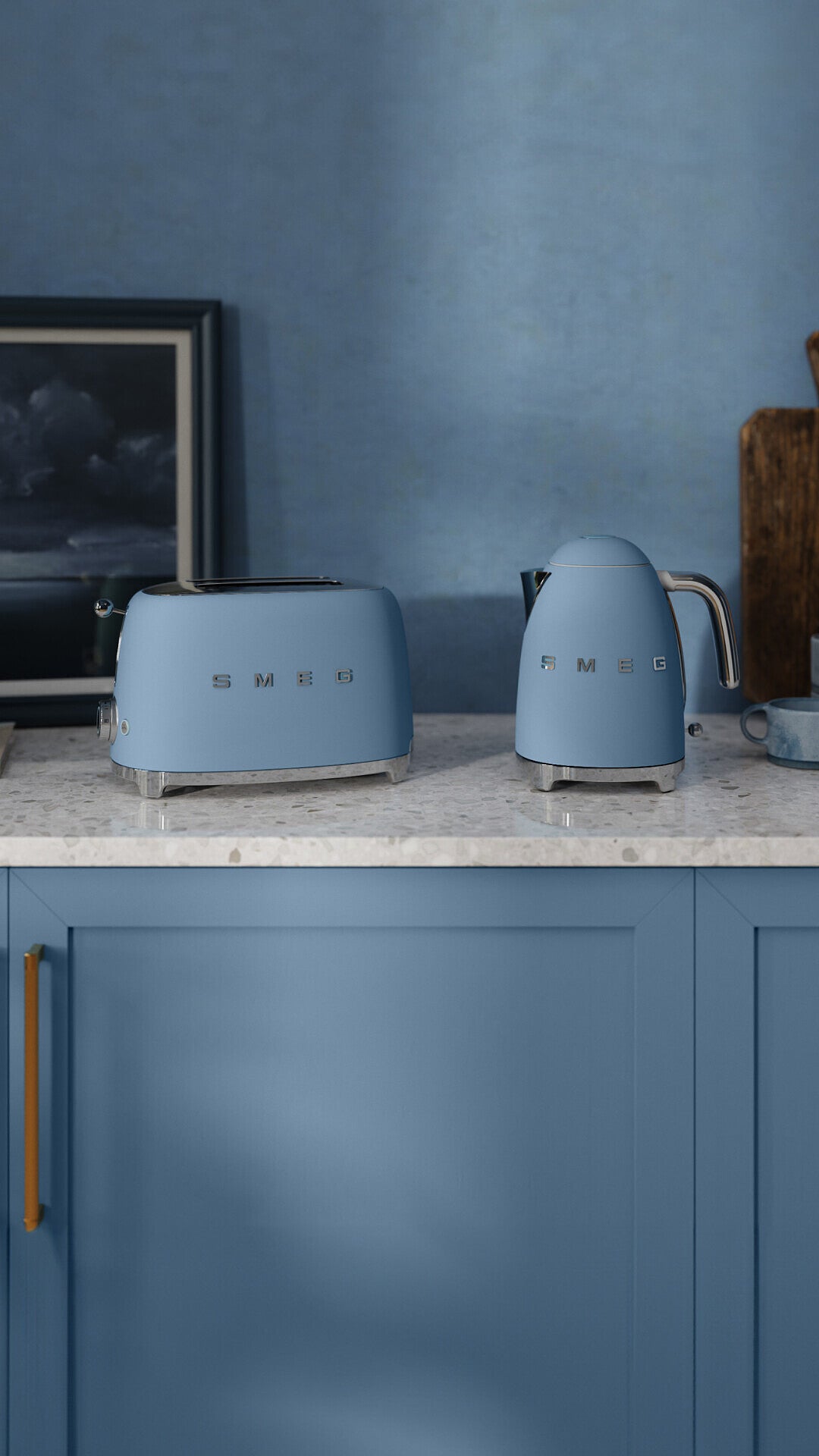 Smeg KLF03 Retro Kettle 1.7L Fast Boil 2400W Soft Opening Storm Blue Matt New
