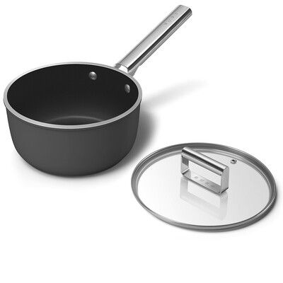 Smeg 50s Retro Non-Stick Ceramic Saucepan 20cm 3.1L Matte Black