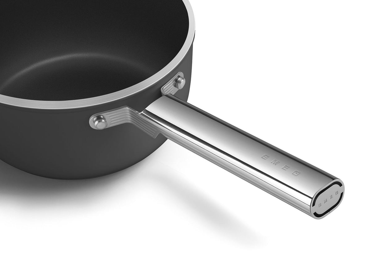 Smeg 50s Retro Non-Stick Ceramic Saucepan 20cm 3.1L Matte Black