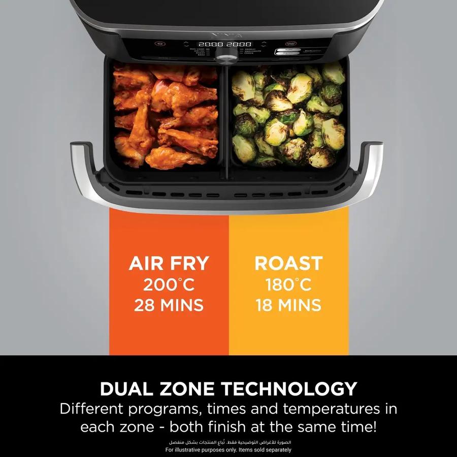 Ninja Foodi FlexDrawer AF500ME 10.4L dual zone air fryer in black – view 4