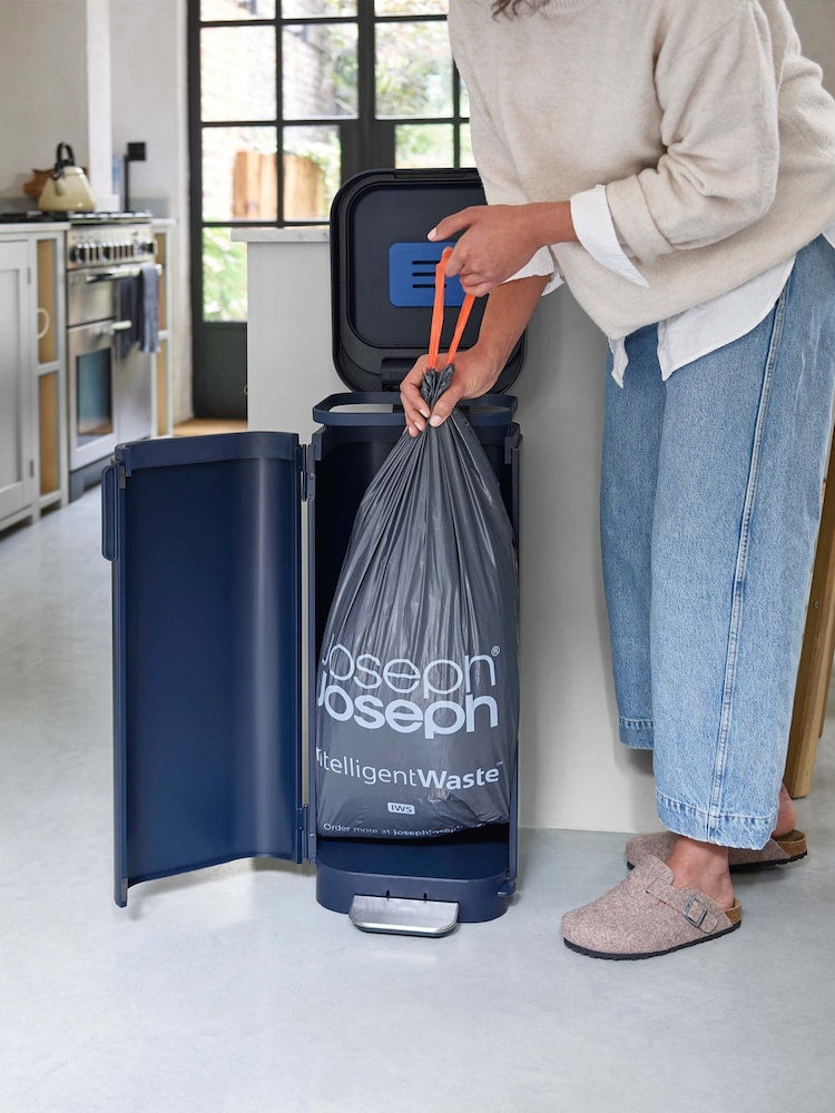 Joseph Joseph Porta Pedal Bin 40L Front Door Carbon Filter Midnight Blue