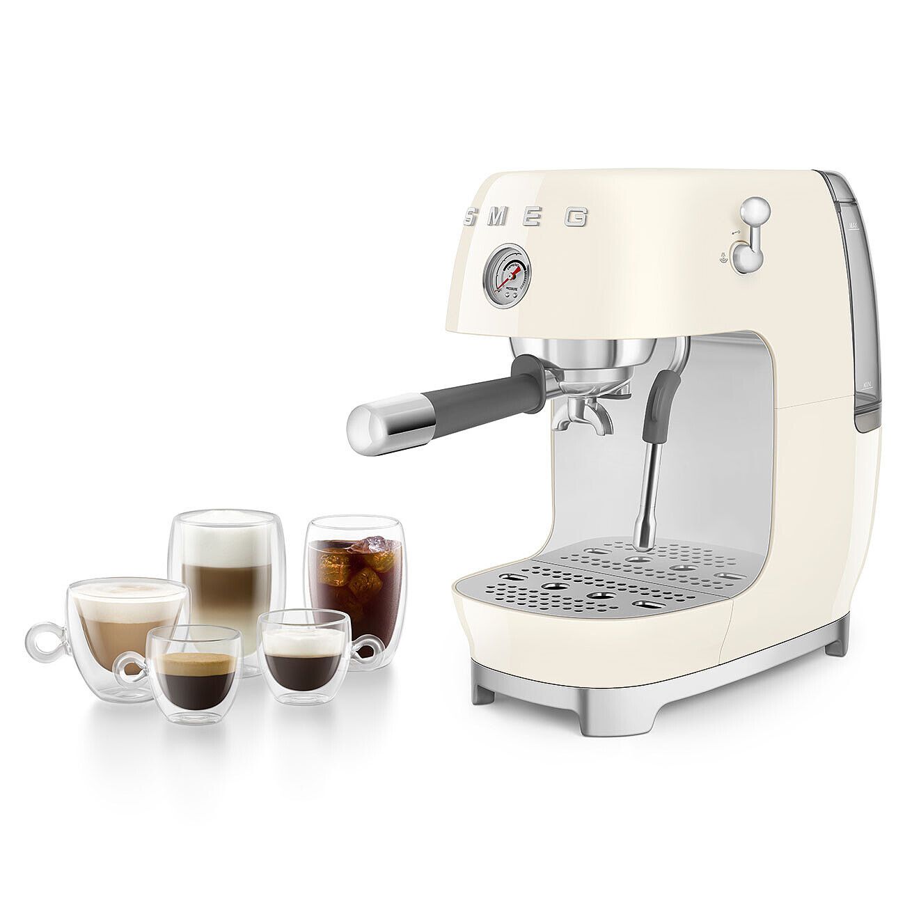 Smeg Espresso Coffee Machine ECF03CREU 1480W 58mm Manual Cold Brew Cream Box