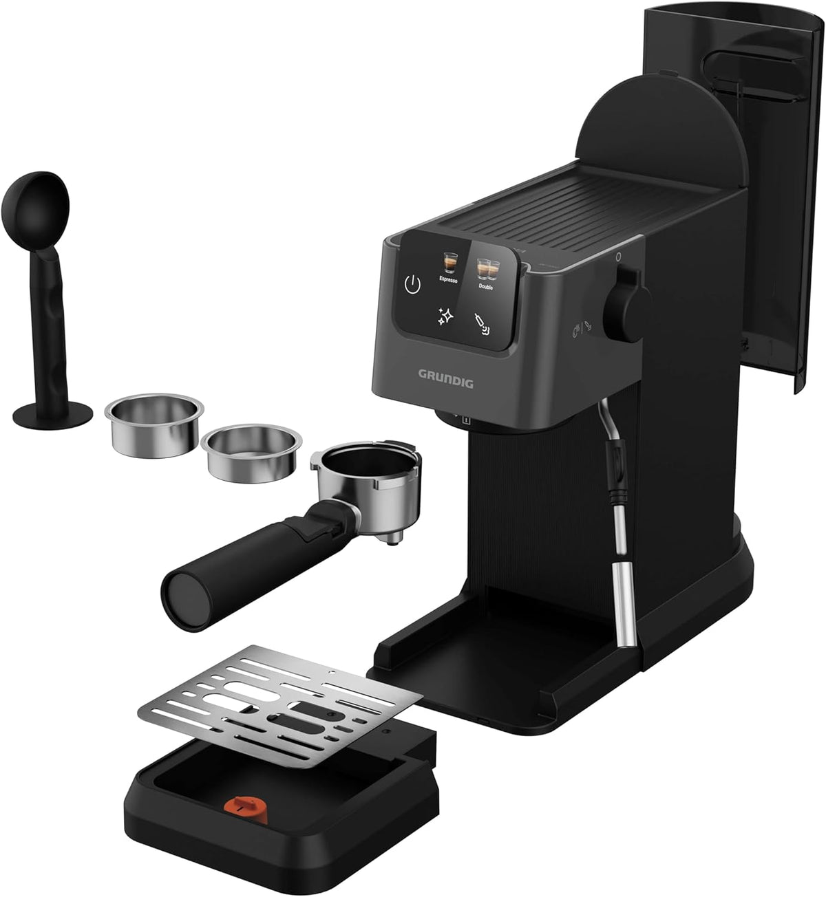 Grundig Delisia Espresso Machine 15-Bar Pump Milk Frother Stainless Steel