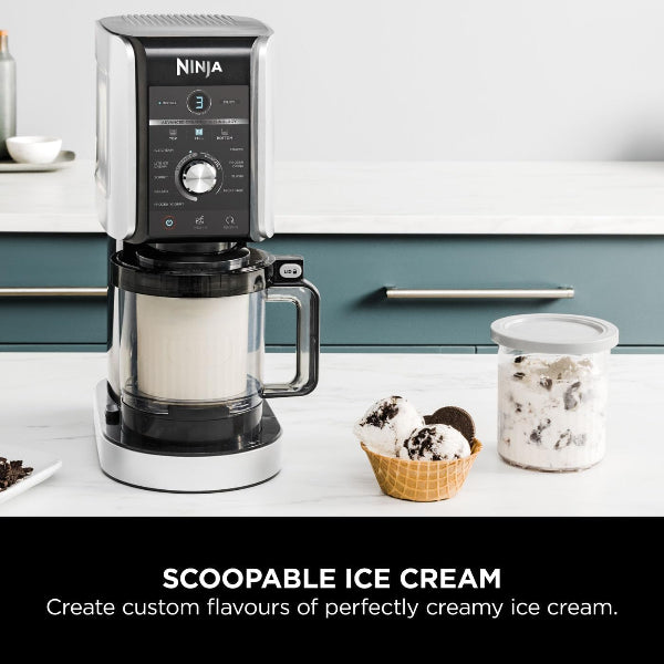 Ninja CREAMi Deluxe Ice Cream Maker 10-in-1 2-Cups Slushi Silver