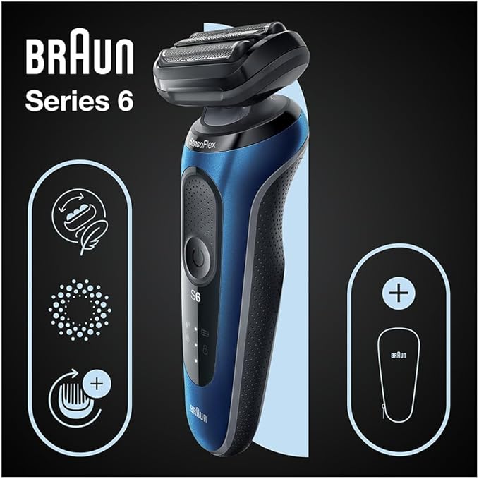 Braun Series 6 Electric Shaver 61-B1000s Wet & Dry SensoFlex Swivel Blue New