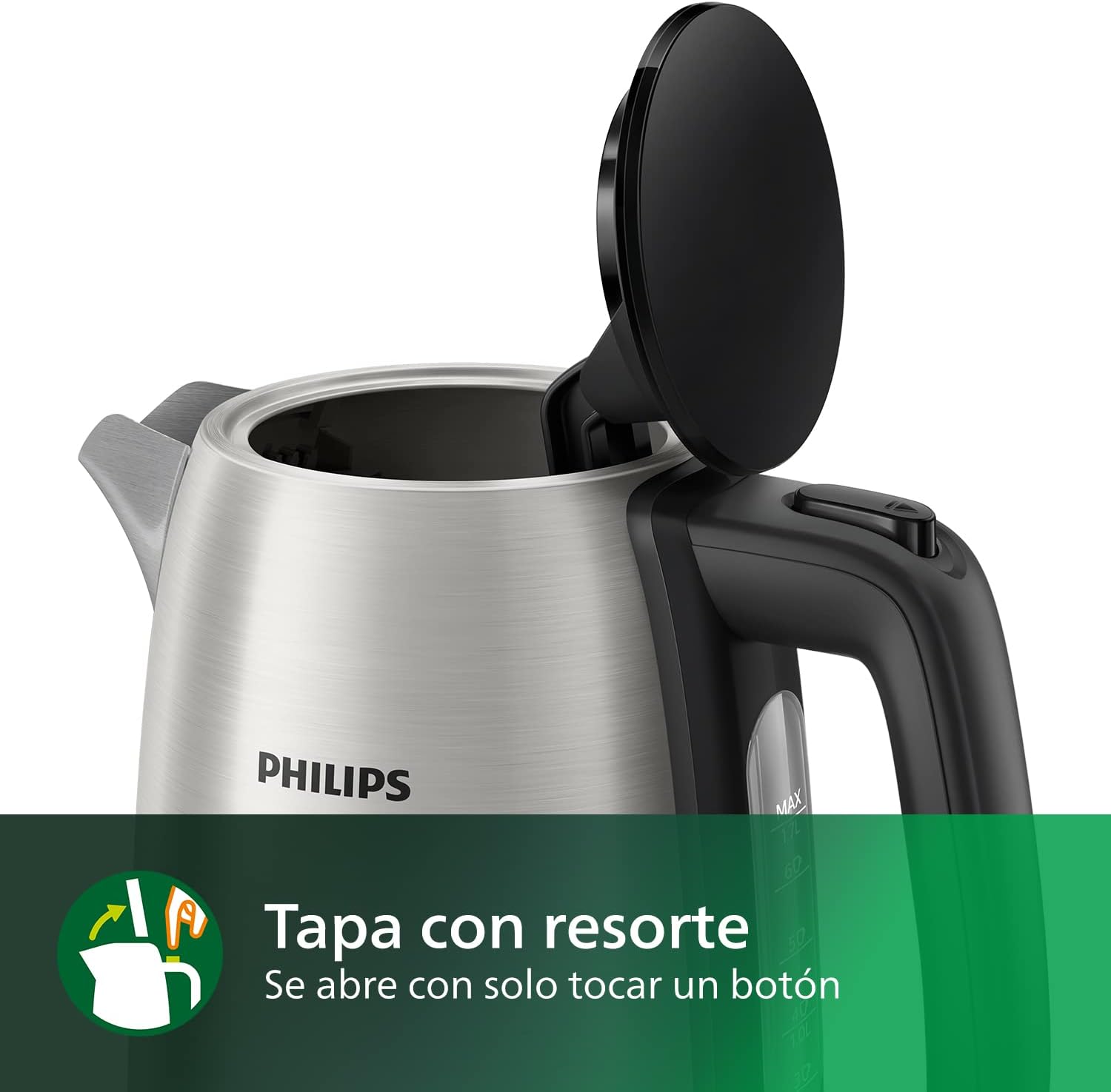 Philips HD9350/92 Daily Metal Kettle – 1.7L, 2200W, Silver/Black