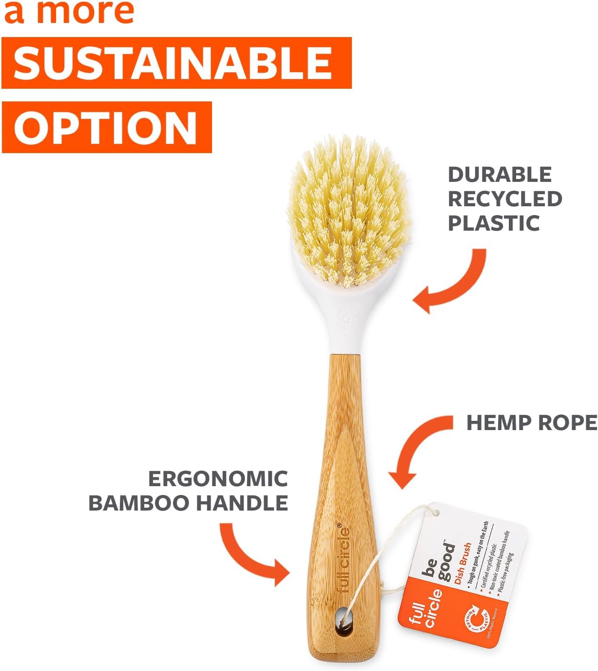 Full Circle Be Good Bamboo Handle Dish Brush