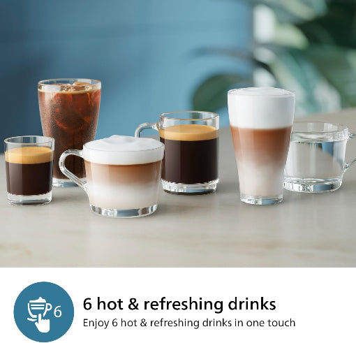 Philips 3300 Series Espresso Machine LatteGo 6 Beverages SilentBrew Chrome