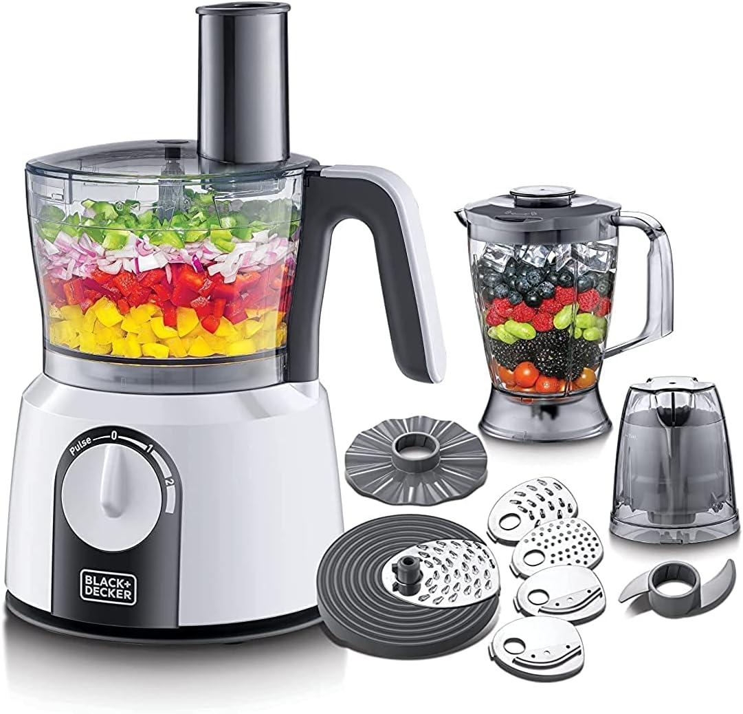 Black & Decker 1000W 32 Functions 5-in-1 Food Processor, White