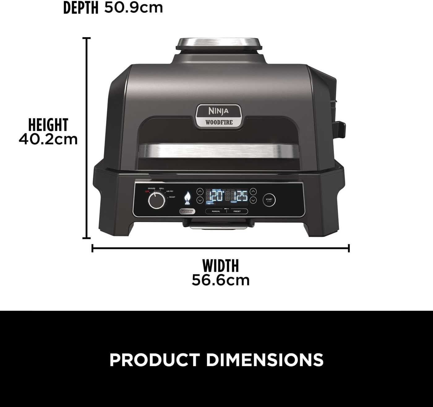 Ninja Woodfire Pro XL Electric BBQ Grill & Smoker with Digital Probe, Large 4-in-1 Outdoor Grill & Air Fryer with Smart Cook System