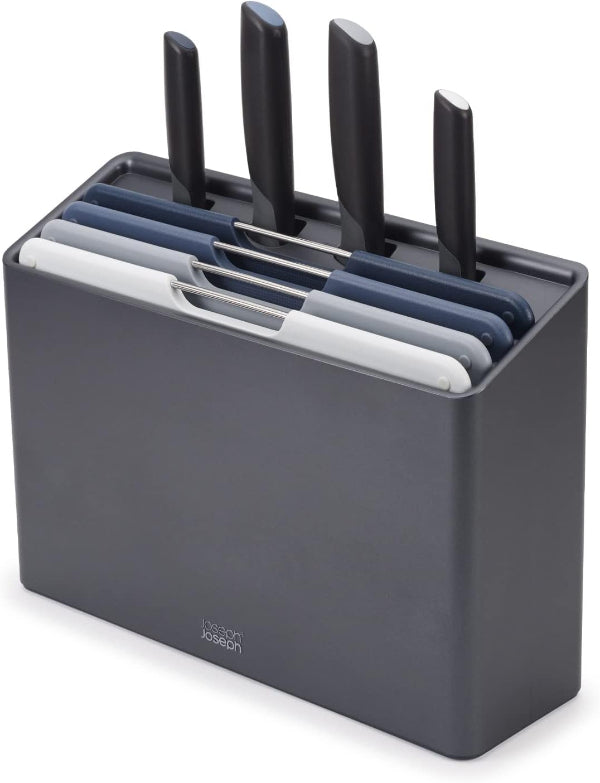 Joseph Joseph Folio Icon Cutting Board Set 8Piece Japanese Steel Knife Gray