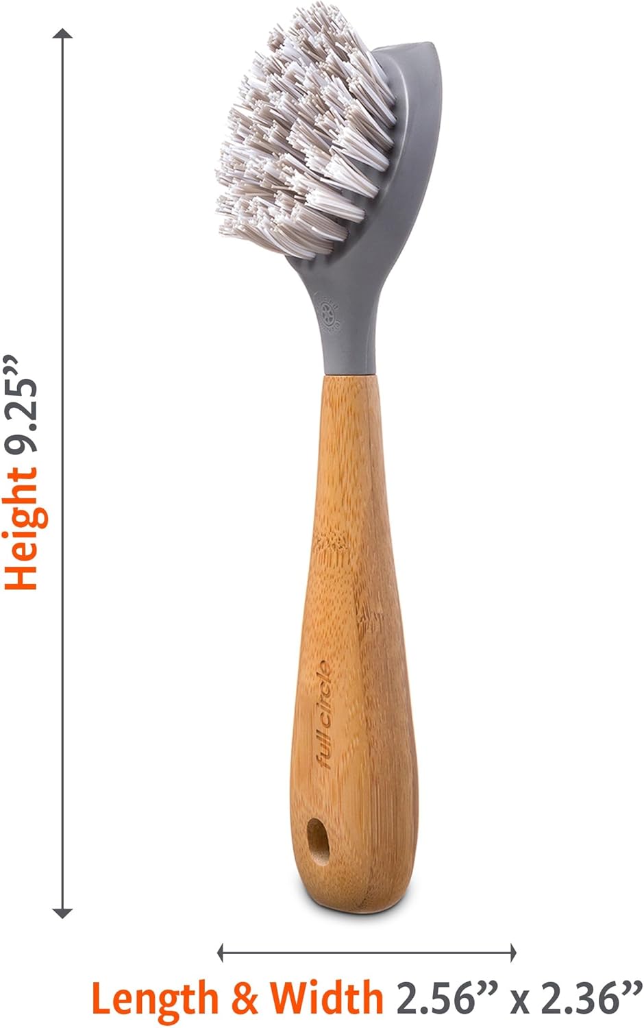 Full Circle Tenacious C Cast Iron Brush and Sc, Bamboo Handle, 1 EA, Grey