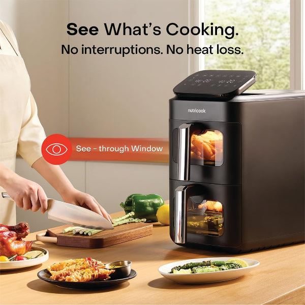 Nutricook Air Fryer NC-AFDS330 DuoStack Vertical 9.6L Dual Basket Glass