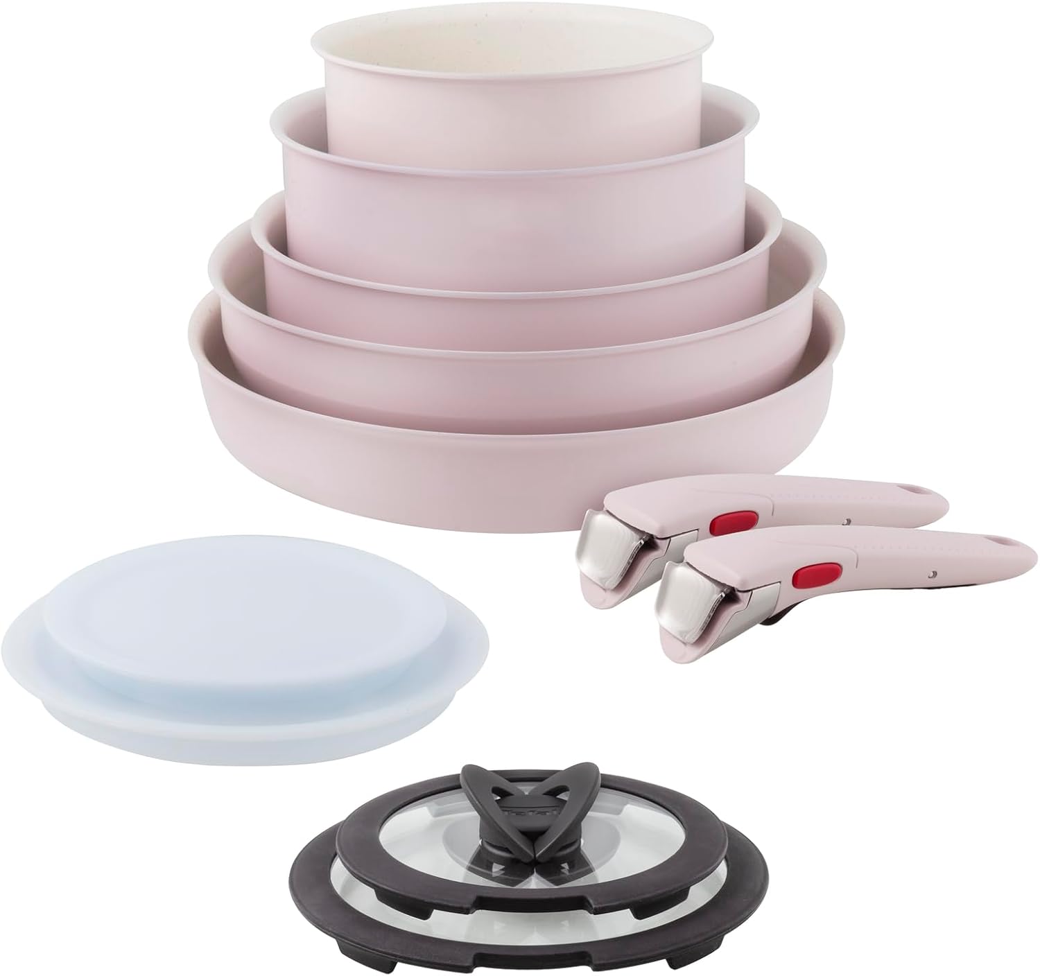 Tefal Ingenio Serenity 11-Piece Cookware Set Pink Clay Stackable Wok