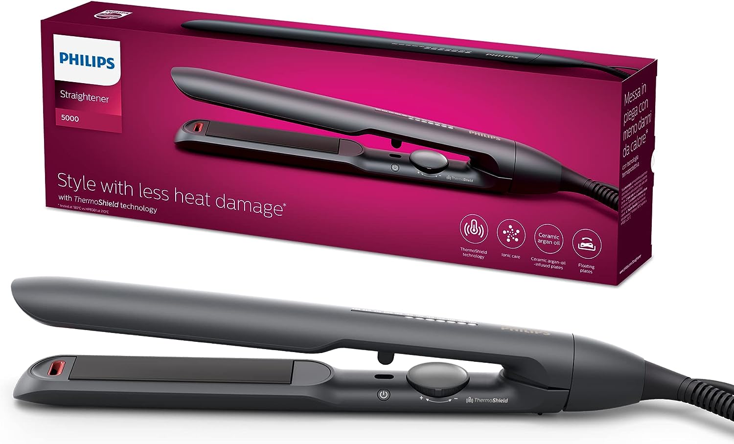 Philips Hilips 5000 Series Hair Styling Tool Straightening Iron Warm Black 1.8 M