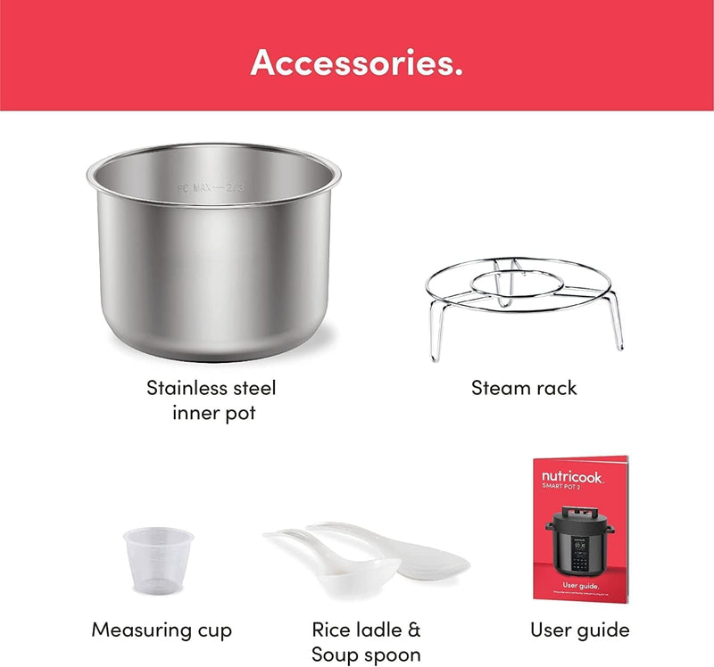 Nutricook Smart Pot 2 1000 Watts - 9 In 1 Instant Programmable Electric Pressure Cooker