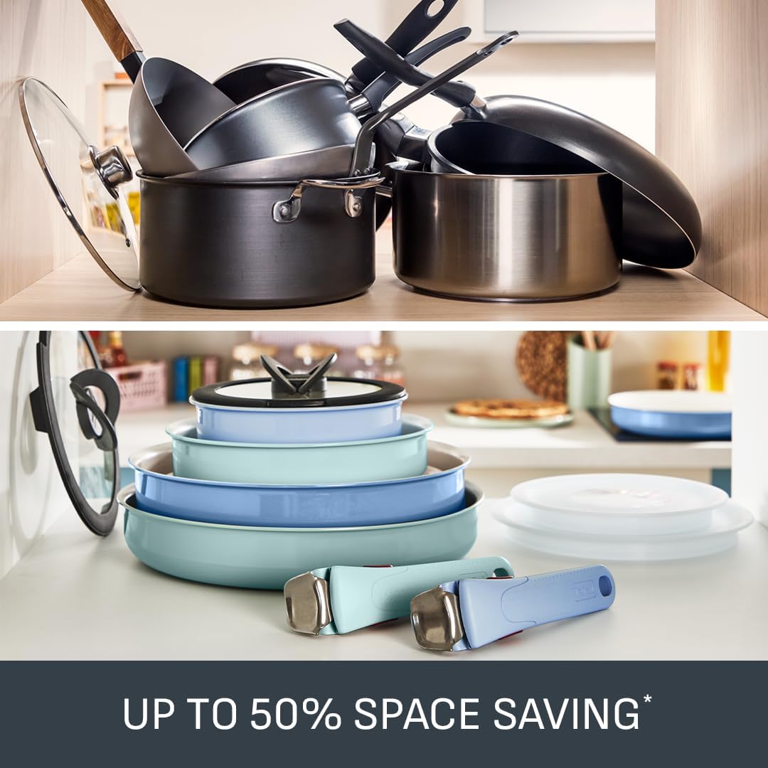 Tefal Ingenio Serenity 11-Piece Cookware Set Green Stackable Wok Pan