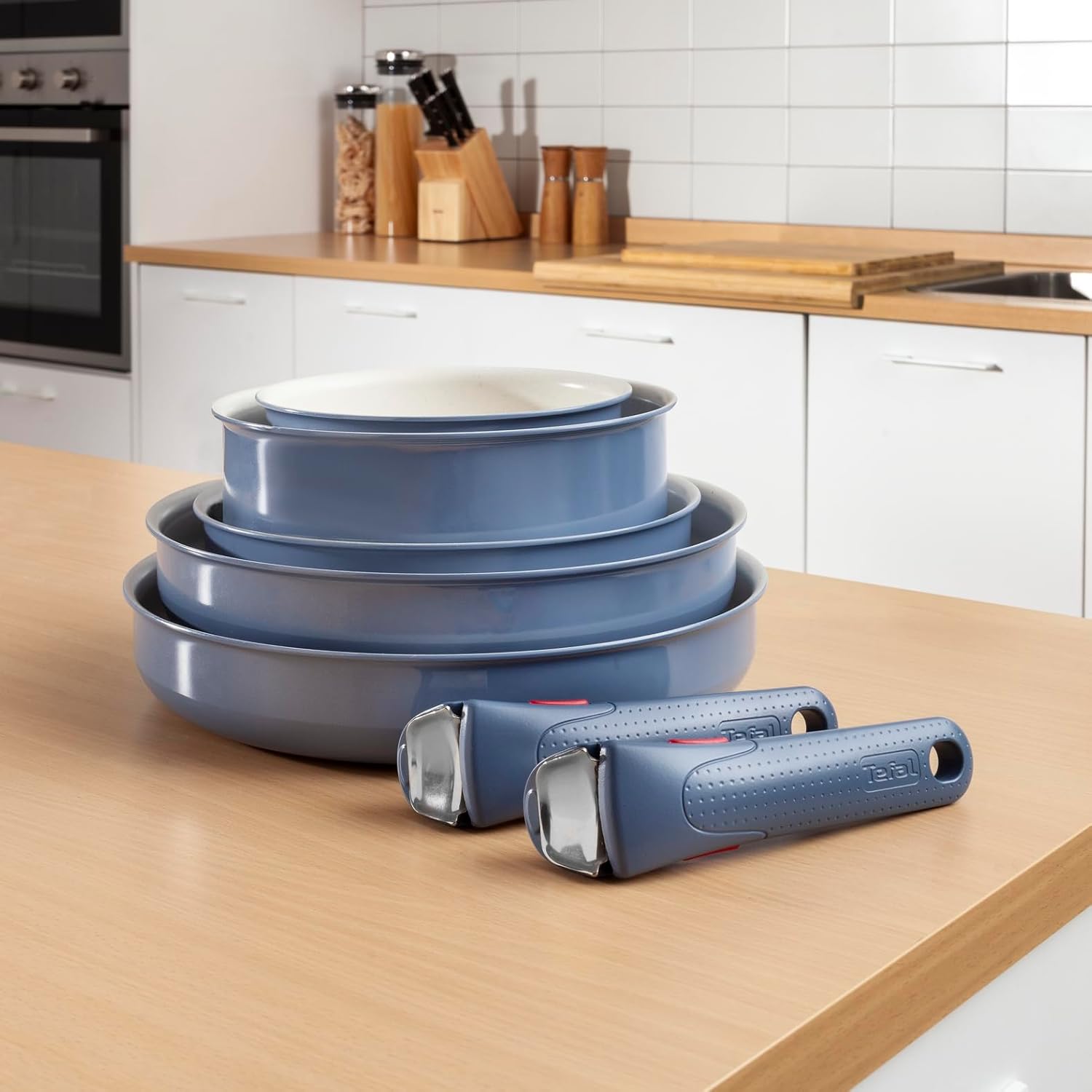 Tefal Ingenio Serenity 11-Piece Cookware Set Blue Stackable Wok Pan