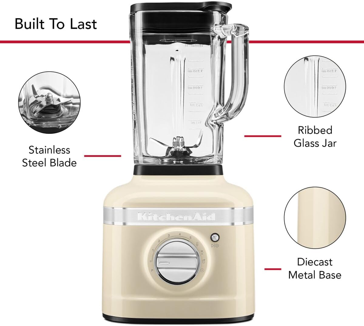 KitchenAid Artisan K400 Blender – Glass Jar & 3 Programs (Almond Cream)