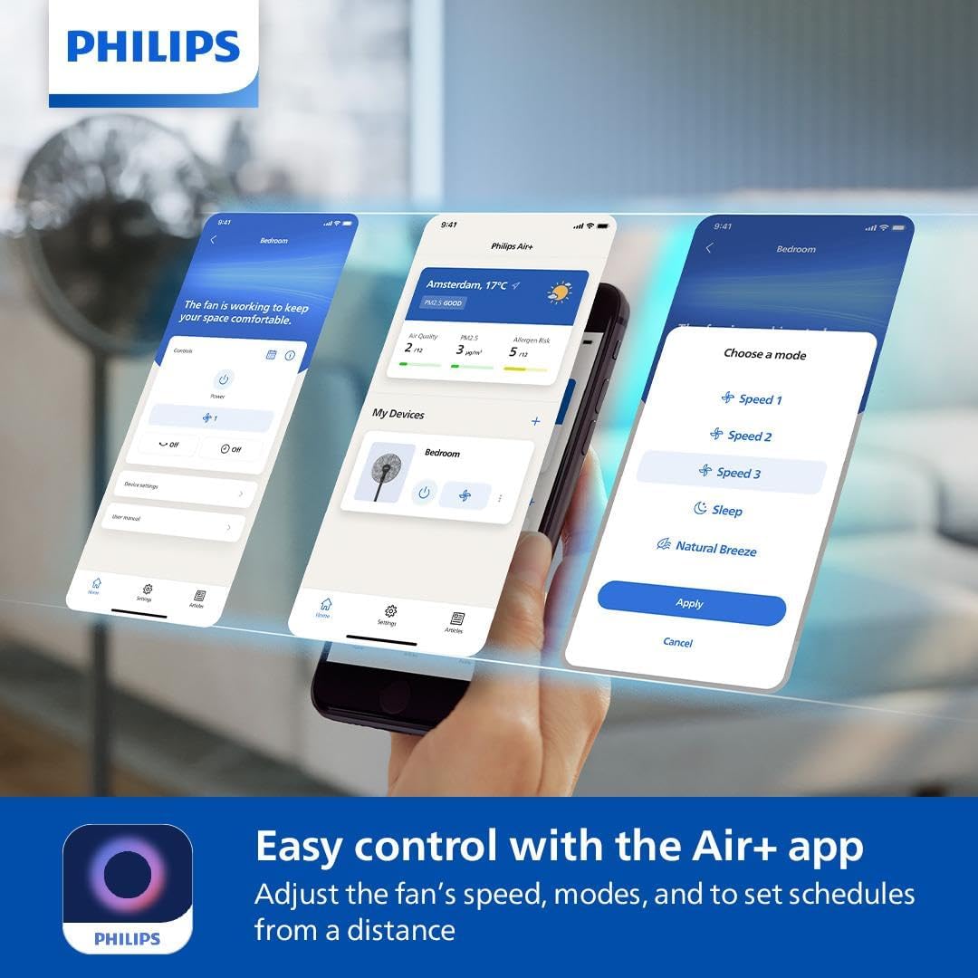 Philips Pedestal Fan 3000 Series - Fan Airflow 2562 m³/h, Ultra Quite