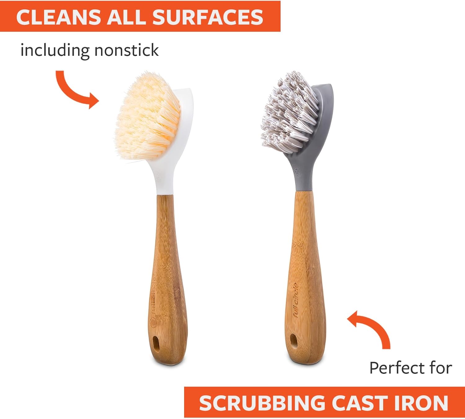 Full Circle Be Tenacious Bamboo Dish Brush Set