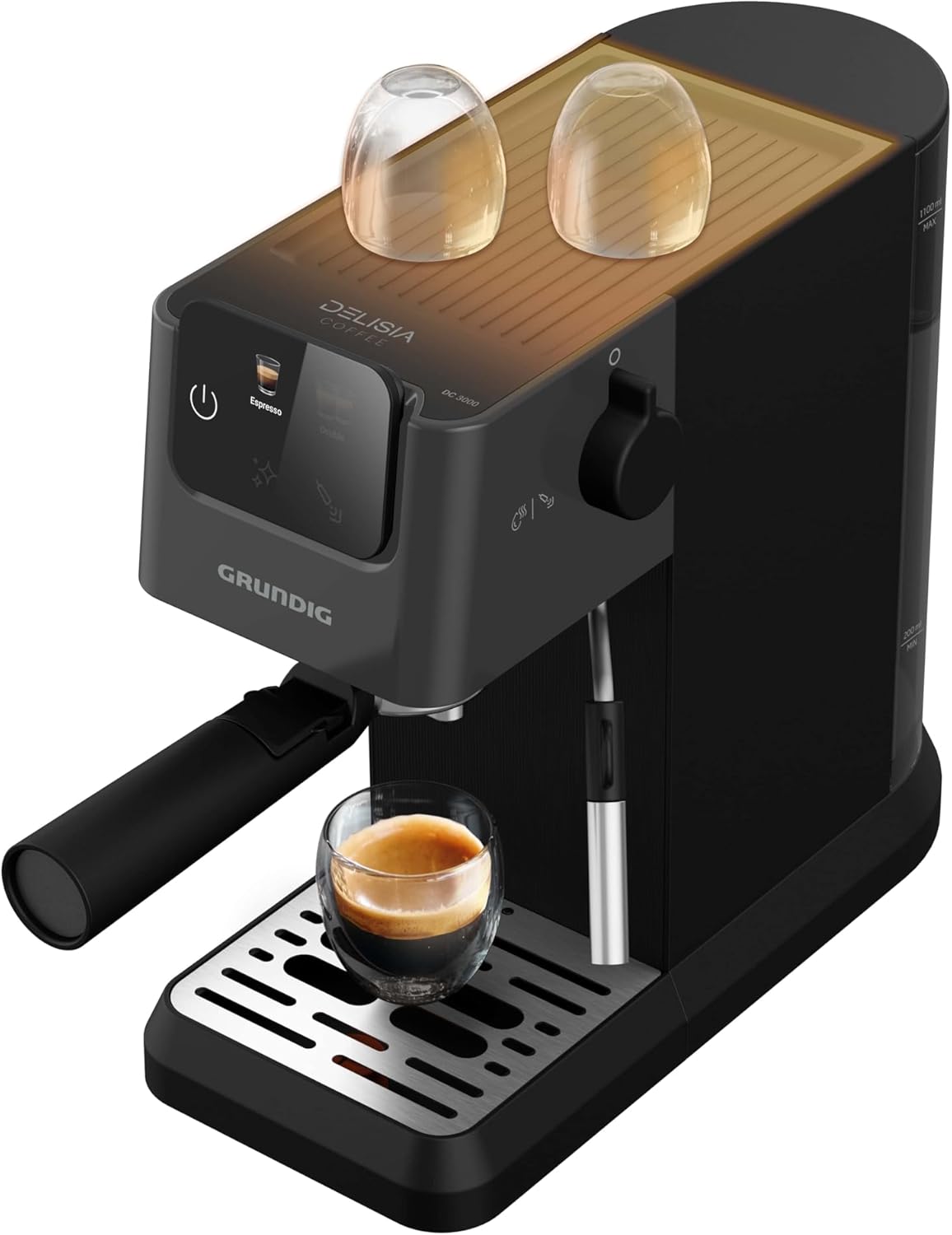 Grundig Delisia Espresso Machine 15-Bar Pump Milk Frother Stainless Steel