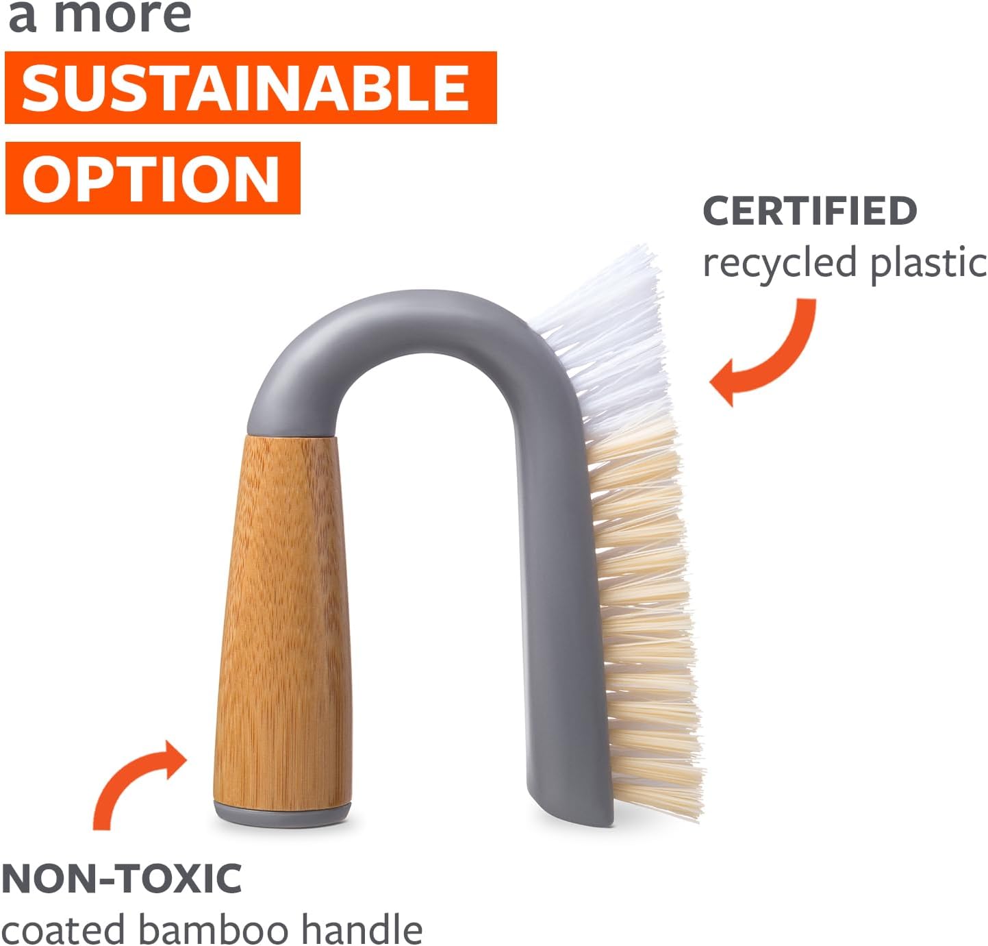 Full Circle Grunge Buster Grout & Tile Scrub Brush, Grey