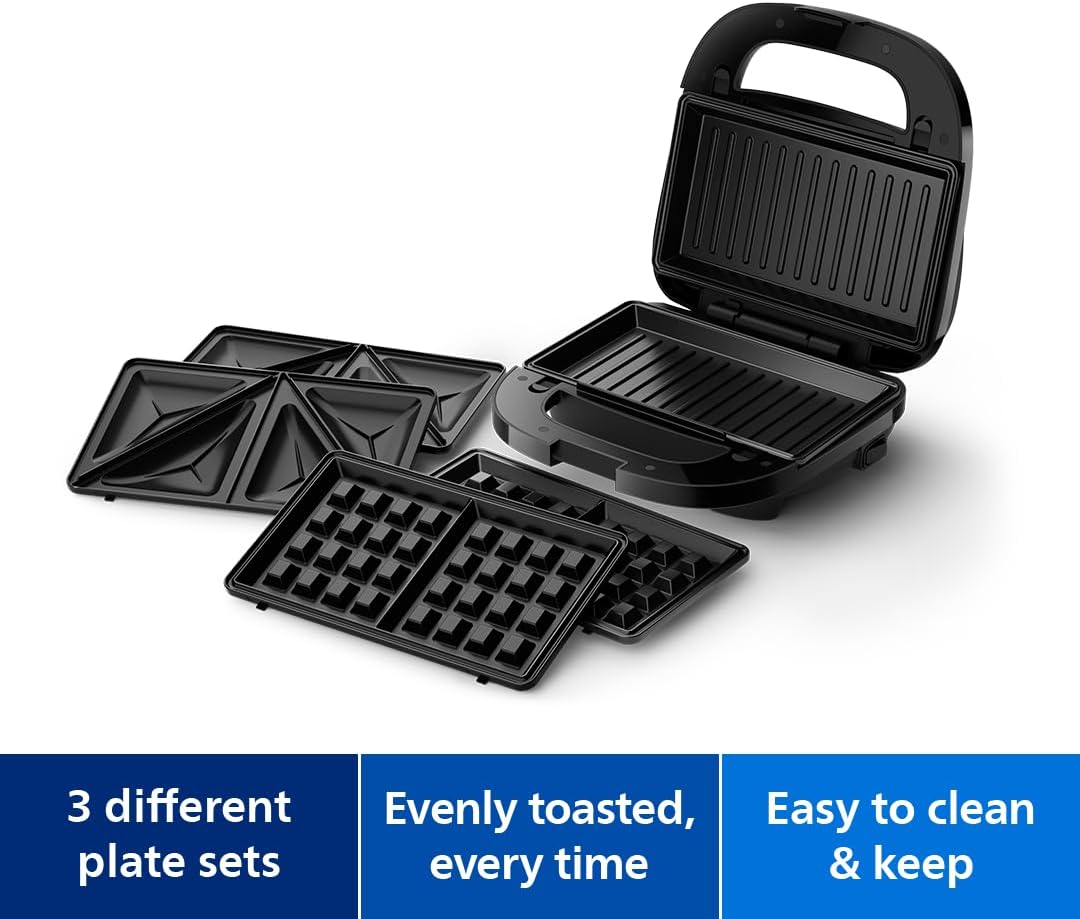 Philips HD2350/80 5000 Series Sandwich Maker – 750W, 3-in-1 Plates