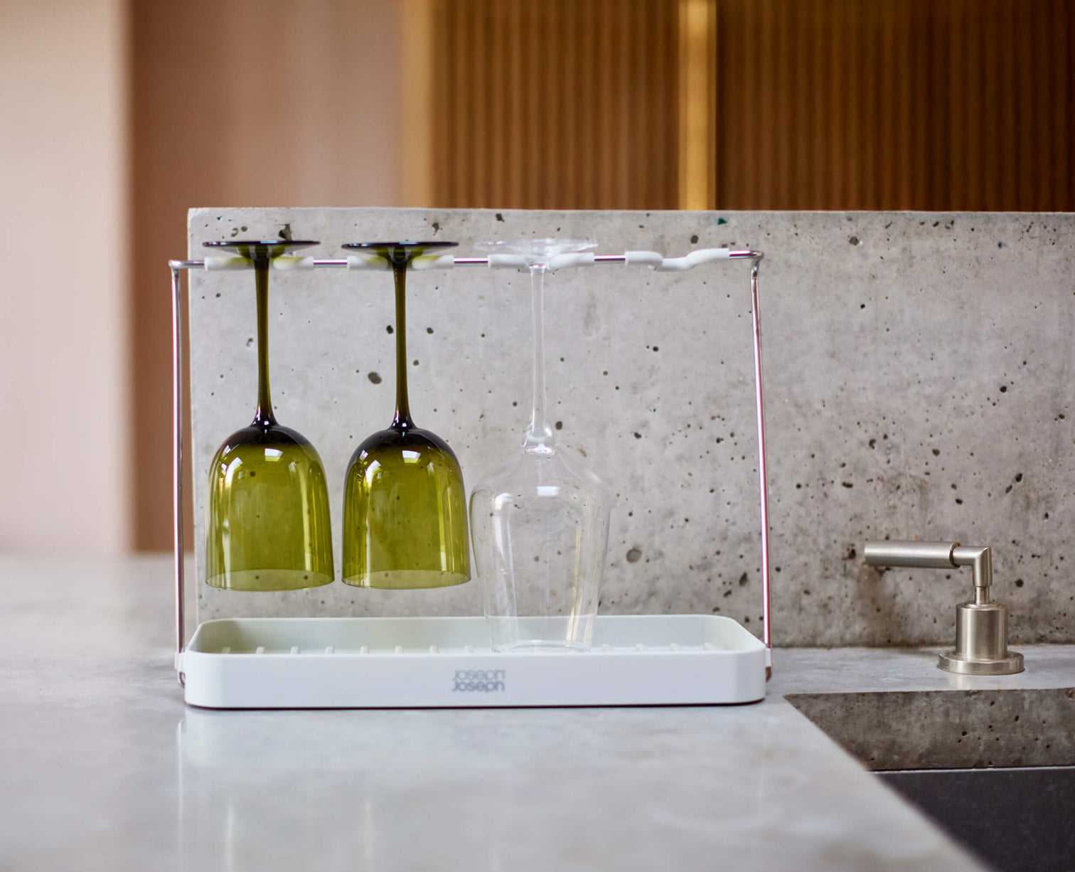 Joseph Joseph DrySmart Folding Wine Glass Drying Rack Rubber Grips Recycled