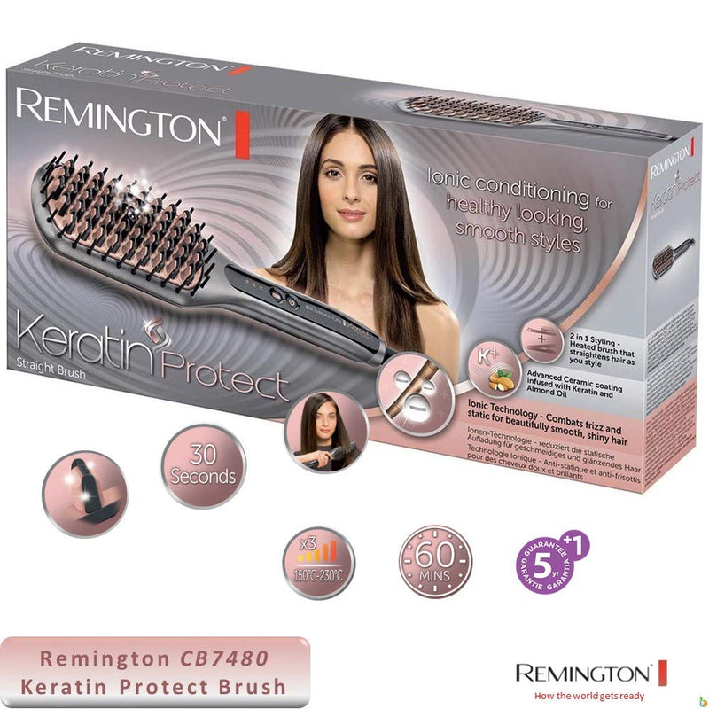 Remington 66 Watts Keratin Protect Sleek & Smooth Heated Straightening Brush