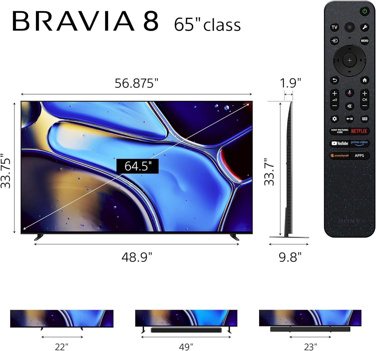 Sony 65 Inch Oled 4K Ultra Hd Tv Bravia 8 Smart Google