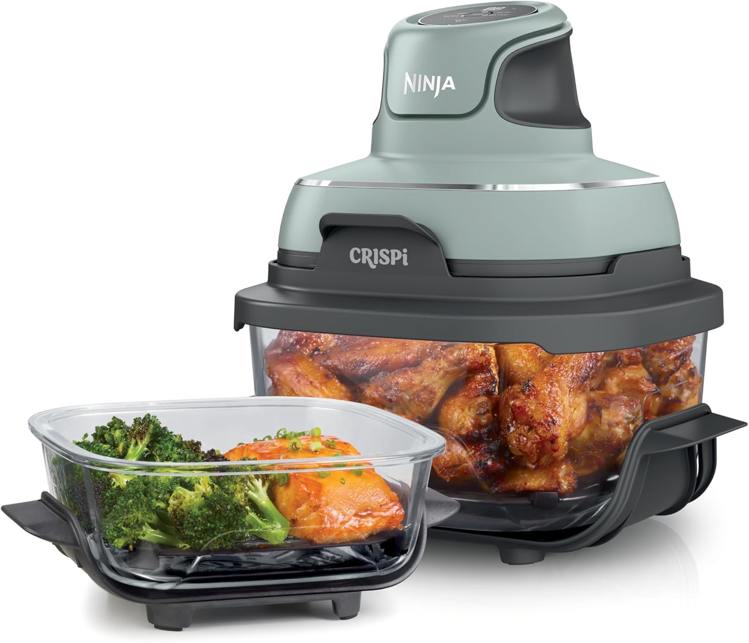 Ninja Crispi 4-in-1 Glass Air Fryer Non-Toxic 4QT Max Crisp Green