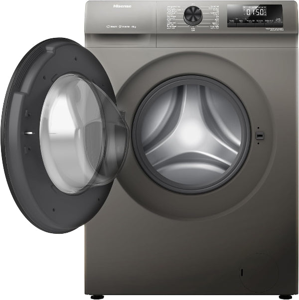 Hisense 8kg Front Load Washer 1200RPM Steam Wash Inverter Titanium Gray